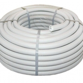 Труба ПВХ гибкая гофр. д.20мм, лёгкая с протяжкой, цвет серый арт. 91920 